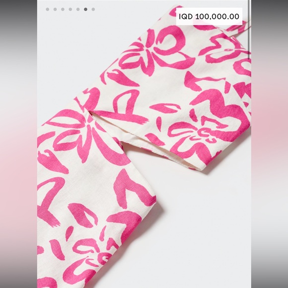 MANGO Floral Cutout Linen Blend Midi Dress Pink - Picture 5 of 9